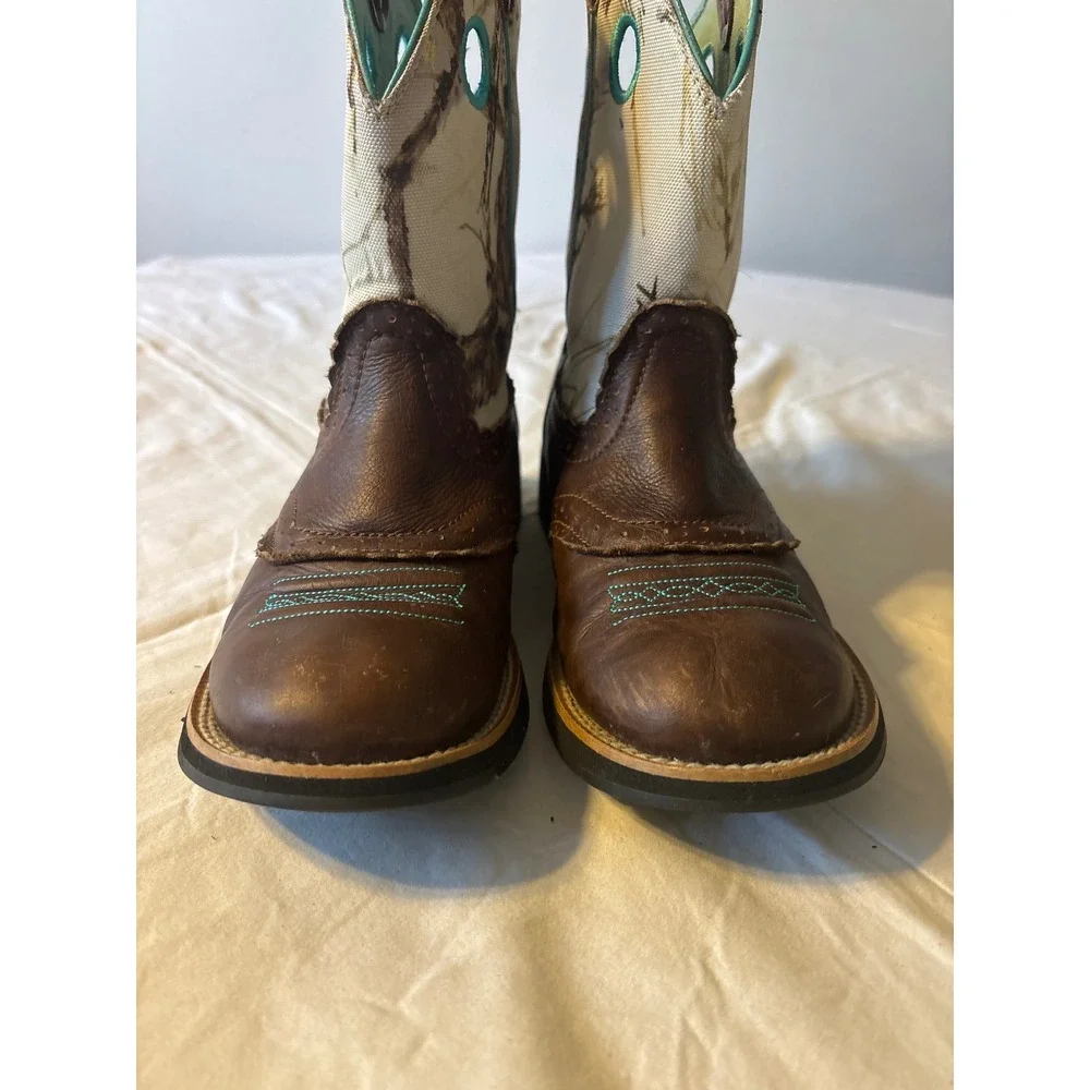 Ariat Fatbaby Western Boots Girls 1 Brown Camo Good True Timber Leather